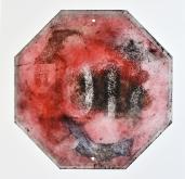 octagon shape with smokey red and grey colours