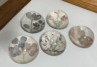 glass paperweights botanical designs