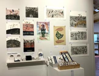 display of prints on wall