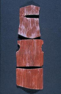 Tin Suit 4 collage: 14 x 5 cm cardboard, spray enamel, red iron oxide