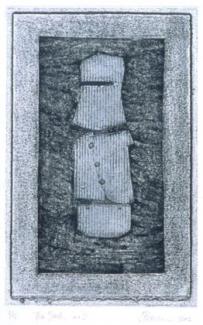 Tin Suit, No.2; 28 x 18 cm collagraph and chine colle from a series of four